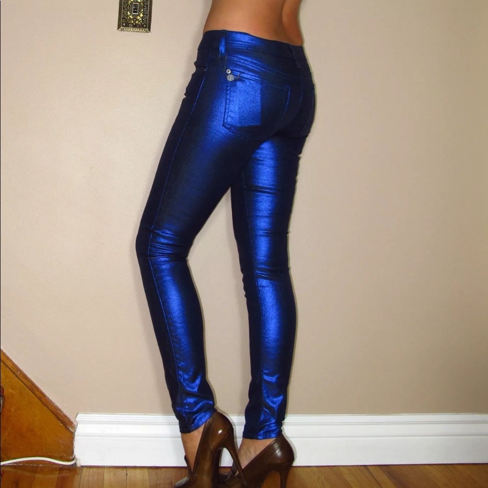 ๐ 7 For All Mankind Liquid Metal Coated Jeans XXS - Picture 6 of 8